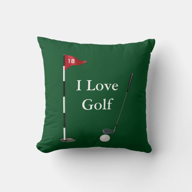 Coussin Carreau de sports aime golf de vert "je" (Recto)