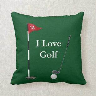 Coussin Carreau de sports aime golf de vert "je"