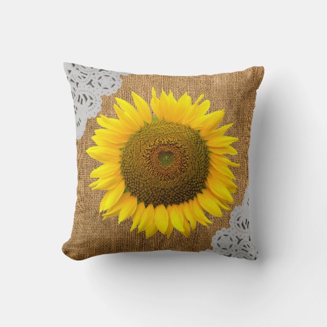 Coussin Carreau de texture de tournesol et de toile de (Recto)