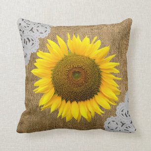 Coussin Carreau de texture de tournesol et de toile de