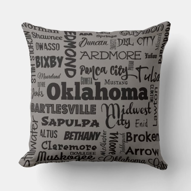 Coussin Carreau de Villes d'Oklahoma 2 dans le gris/noir (Recto)