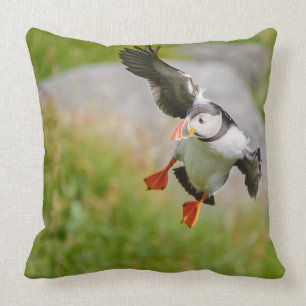 Coussin Carreau de vol d'oiseau de macareux atlantique