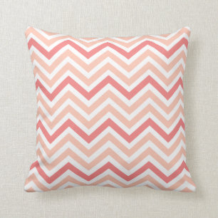 Coussin Carreau de zigzag de Chevron de corail et de pêch