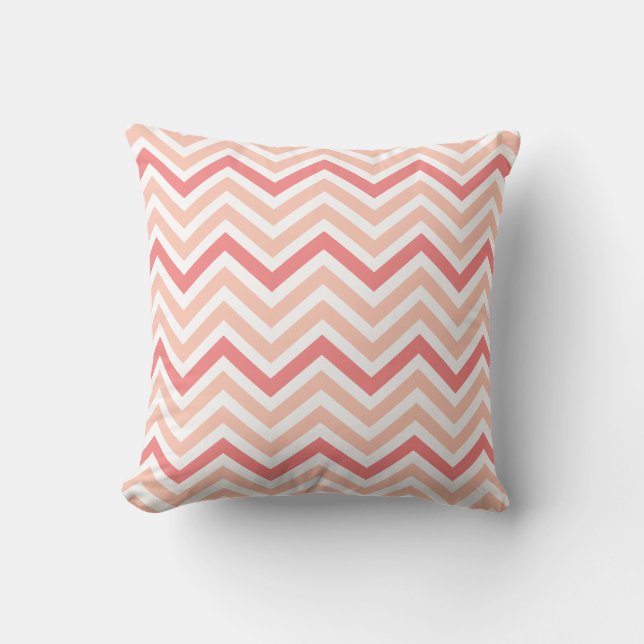 Coussin Carreau de zigzag de Chevron de corail et de pêche (Recto)
