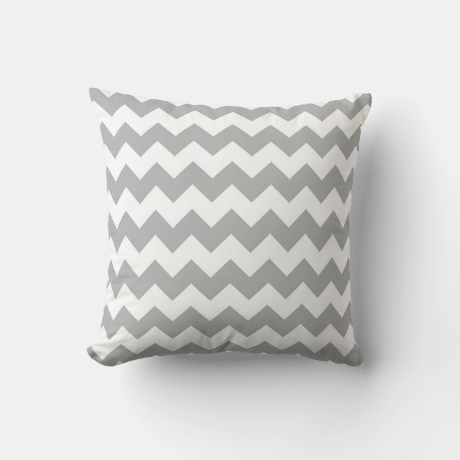 Coussin Carreau de zigzag de Chevron de gris argenté (Recto)