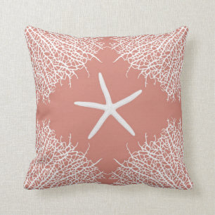 Coussin Carreau décoratif avec seastar et de corail