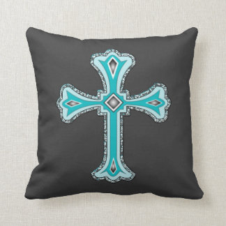 Coussin Carreau décoratif croisé de turquoise