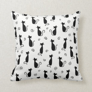 Coussin Carreau décoratif de chat noir