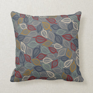 Coussin Carreau décoratif de feuille grise et bleue