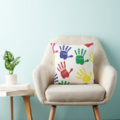 Coussin Carreau décoratif de motif de Handprint d'enfants (Chaise)