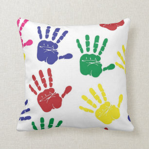 Coussin Carreau décoratif de motif de Handprint d'enfants