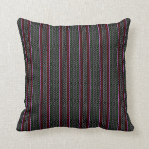 Coussin Carreau décoratif de rayure - gris/rouge