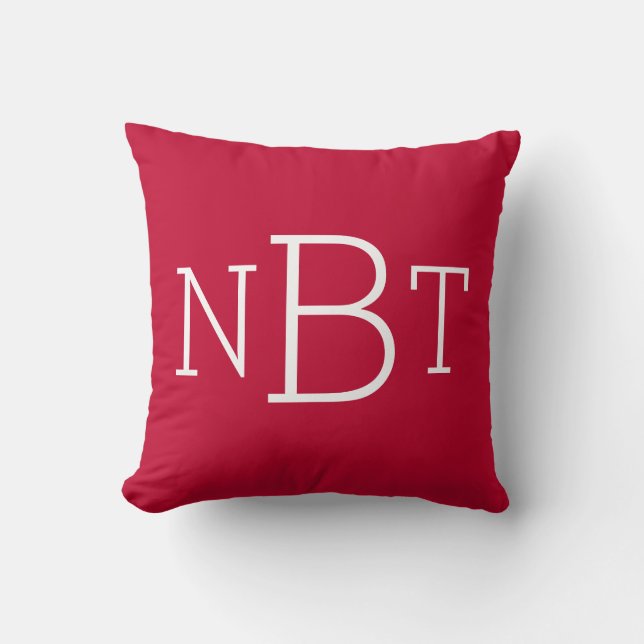 Coussin Carreau décoré d'un monogramme rouge et blanc (Recto)