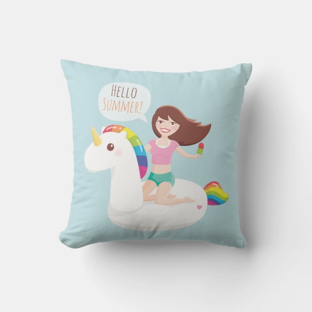 Coussin Carreau d'été de flotteur de piscine de licorne (Recto)