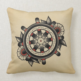 Coussin Carreau d'instantané de tatouage de Shipwheel