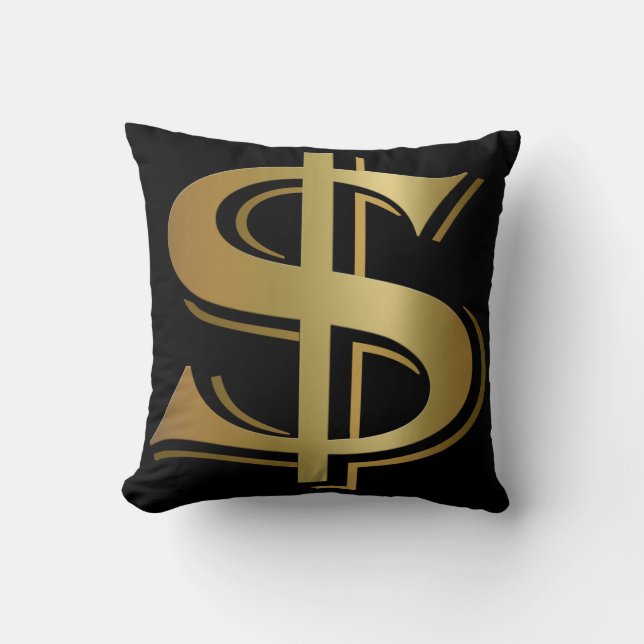 Coussin Carreau d'or géant de symbole dollar (Recto)