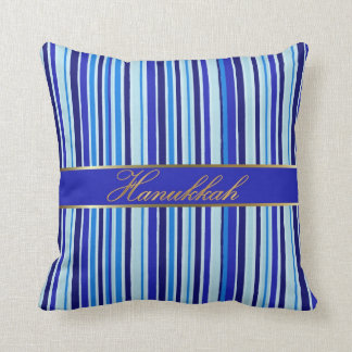 Coussin Carreau d'or juif de rayures bleues de Hanoukka