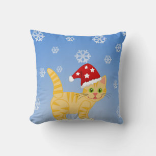 Coussin Carreau drôle de flocon de neige de jaune de chat