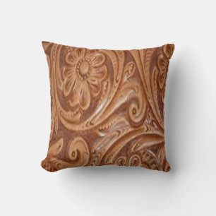 Coussin Carreau en cuir usiné d'impression