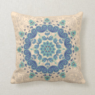 Coussin Carreau en pastel de kaléidoscope de Paisley
