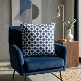 Coussin Carreau étoile géométrique marocain bleu moderne