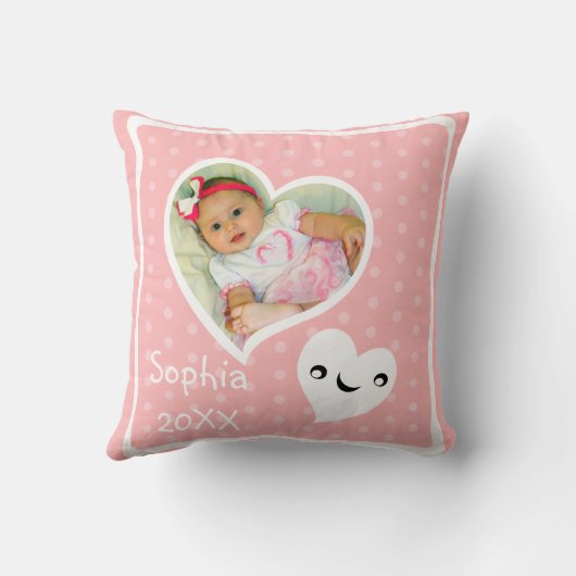 Coussin Carreau fait sur commande de photo de bébé (Verso)