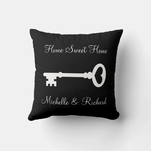 Coussin Carreau fait sur commande noir et blanc principal (Verso)