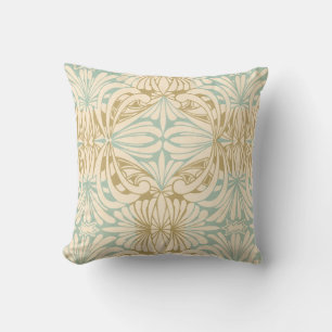 Coussin Carreau floral bronzage crème turquoise de Nouveau