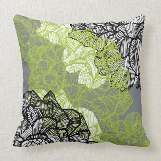Coussin Carreau floral de gris de vert de motif