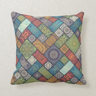 Coussin Carreau floral diagonal élégant des tuiles  