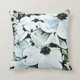 Coussin Carreau floral noir et blanc