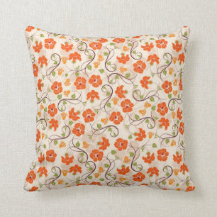 Coussin Carreau floral orange