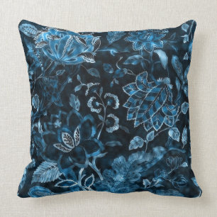 Coussin Carreau floral vintage turquoise de miroitement