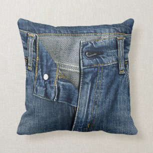 Coussin Carreau frais 16" de texture de denim x16 "