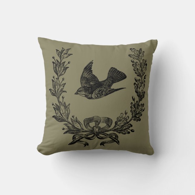 Coussin Carreau français 16" d'oiseau de pays x 16" (Recto)