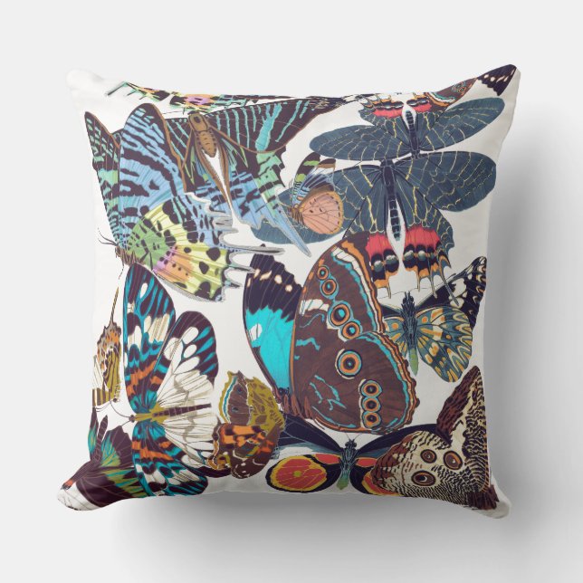Coussin Carreau français d'animaux de faune de papillons (Recto)