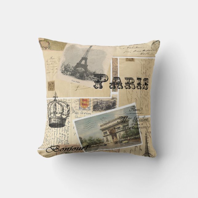 Coussin Carreau français de carte postale (Recto)