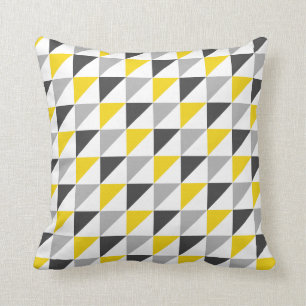 Coussin Carreau géométrique jaune et gris