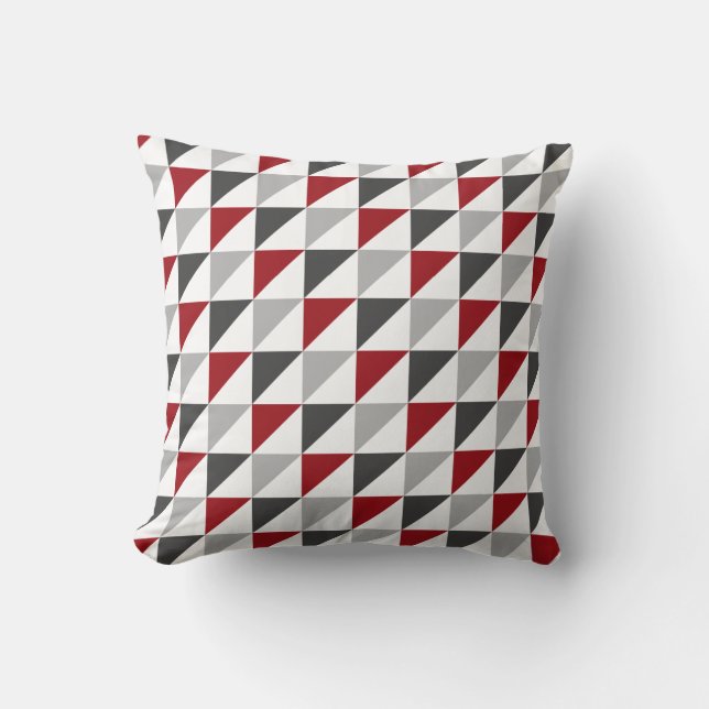 Coussin Carreau géométrique rouge et gris (Recto)