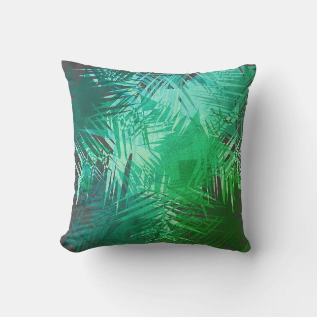 Coussin Carreau géométrique vert de jungle (Recto)