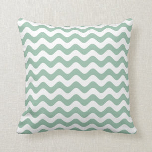Coussin Carreau Grayed de vert de jade - motif de vague