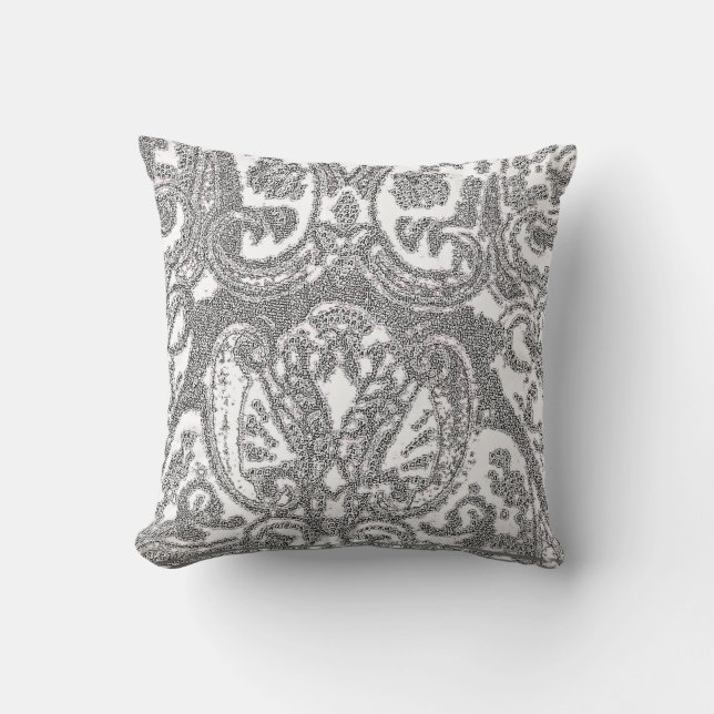 Coussin Carreau gris blanc/Coussin de Paisley (Recto)