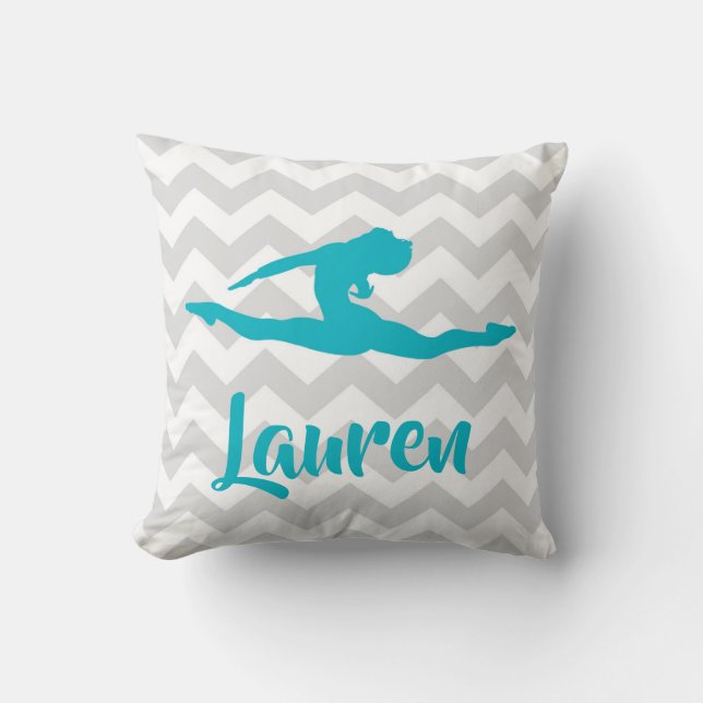 Coussin Carreau gris turquoise de gymnastique (Recto)