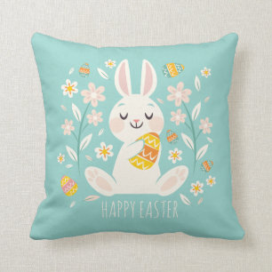 Coussin Carreau heureux élégant du lapin de Pâques