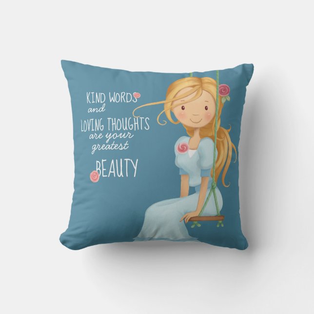 Coussin Carreau inspiré de citation de beauté de filles (Recto)