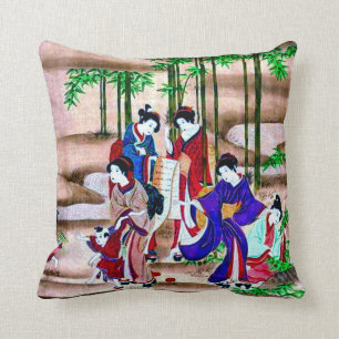 Coussin Carreau japonais antique d'art de description