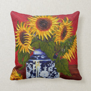 Coussin Carreau jaune de tournesols