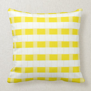 Coussin Carreau jaune et blanc de contrôles dimensionnels