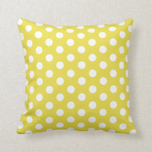 Coussin Carreau jaune et blanc de Polkadot