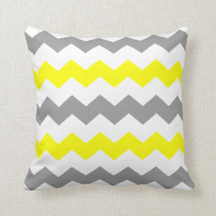 Coussin Carreau jaune et gris de Chevron